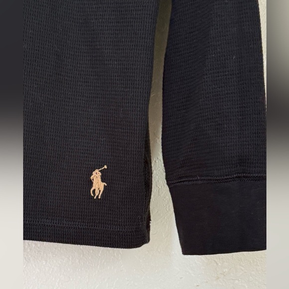 Polo Ralph Lauren Waffle black Crew Neck Long Sleeve Tee Size XL - Picture 3 of 4